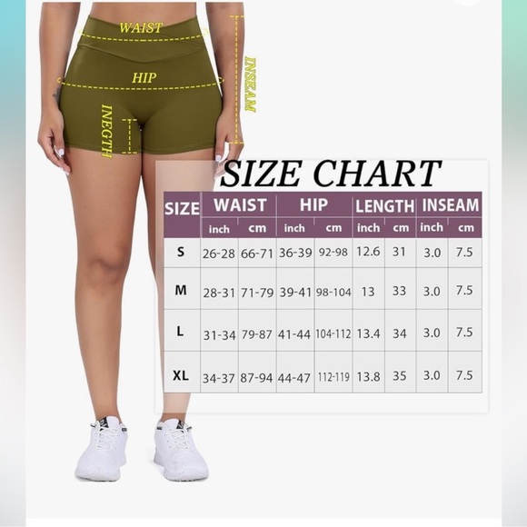 Yeoreo Shorts with Pockets - Olive Green - large- For Running & Yoga - Picture 3 of 9